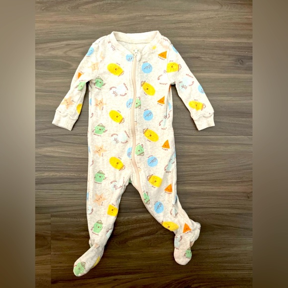 Dip Kids One Piece Footies - Yellow, Blue, Green Shapes Pattern size 3-6M - Picture 1 of 5